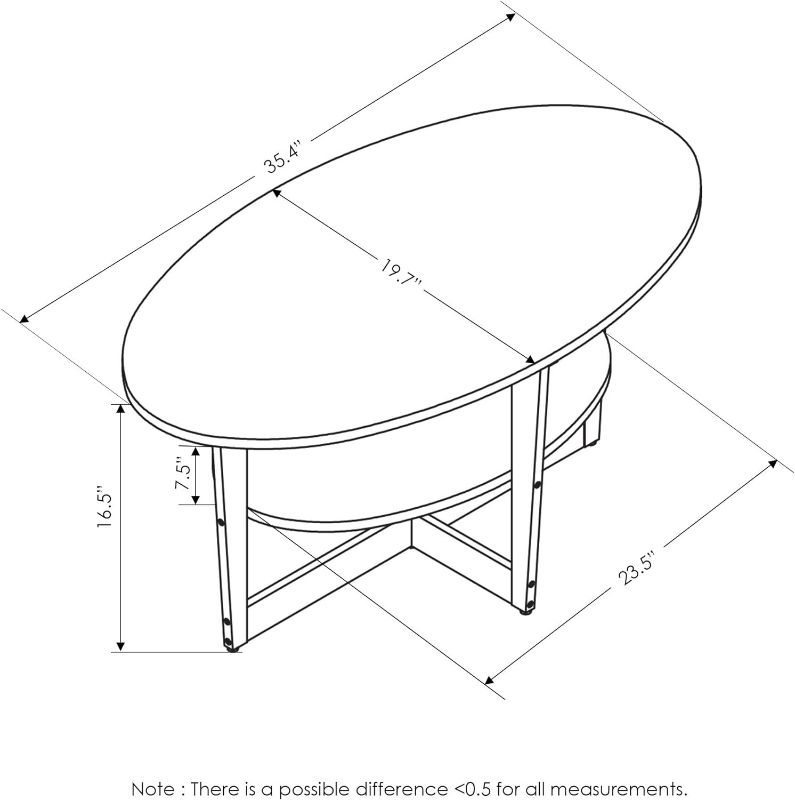 Photo 4 of Furinno Coffee Table, 1-Pack, Columbia Walnut/Black Columbia Walnut/Black Open Storage