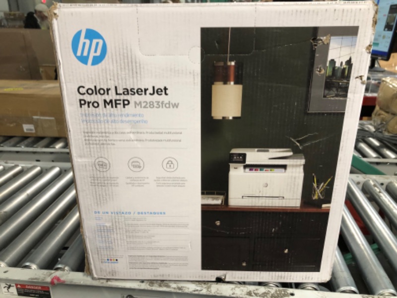 Photo 4 of **SEE NOTES/FOR PARTS**
HP Color LaserJet Pro M283fdw Wireless All-in-One Laser Printer, Remote Mobile Print, Scan & Copy, Duplex Printing, Works with Alexa (7KW75A), White