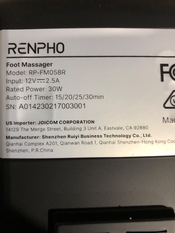 Photo 5 of * see all images * missing power cord *
RENPHO Shiatsu Foot Massager with Heat, Compact Foot Massager Machine