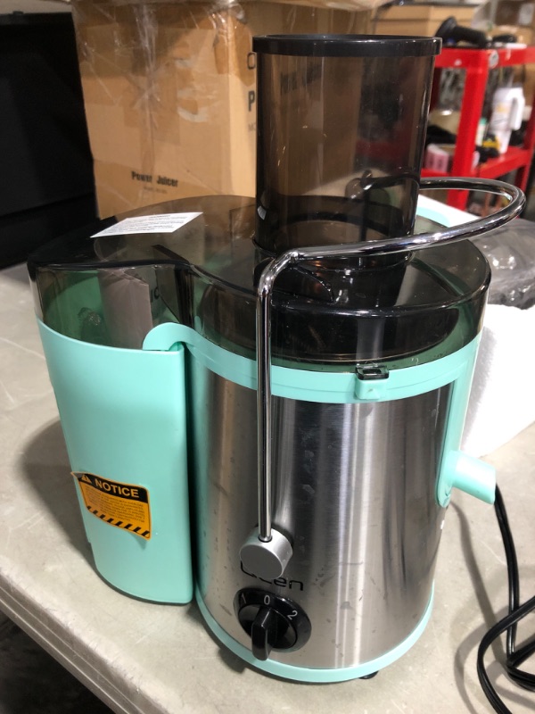 Photo 3 of * used * powers on * see images * 
Juicer Machine, 500W Centrifugal Juicer Extractor with Wide Mouth 3” Feed Chute for Fruit Vegetable, Easy to Clean, Stainless Steel, BPA-free (Aqua)