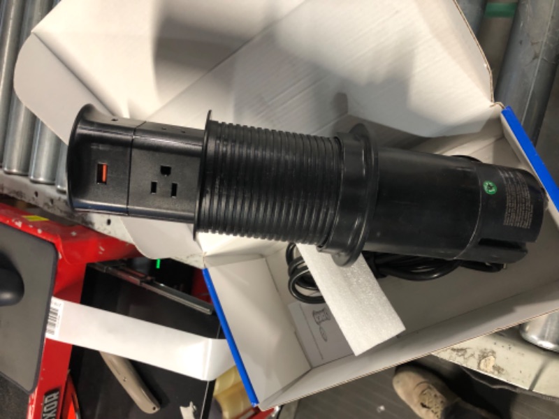 Photo 1 of ANNQUAN Automatic Pop Up Countertop Outlet with 15W Wireless Charger,4 AC, 2 USB A and 2 USB C,Max 20W Power Delivery 3.15inch Desk Power Grommet,9-in-1 Power Strip for Home/Office Black