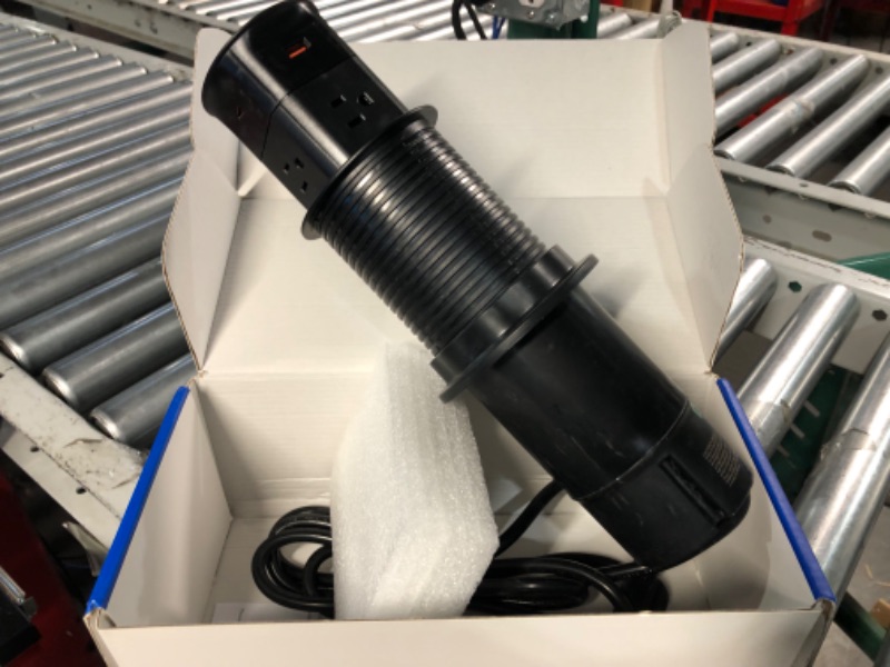 Photo 1 of ANNQUAN Automatic Pop Up Countertop Outlet with 15W Wireless Charger,4 AC, 2 USB A and 2 USB C,Max 20W Power Delivery 3.15inch Desk Power Grommet,9-in-1 Power Strip for Home/Office Black