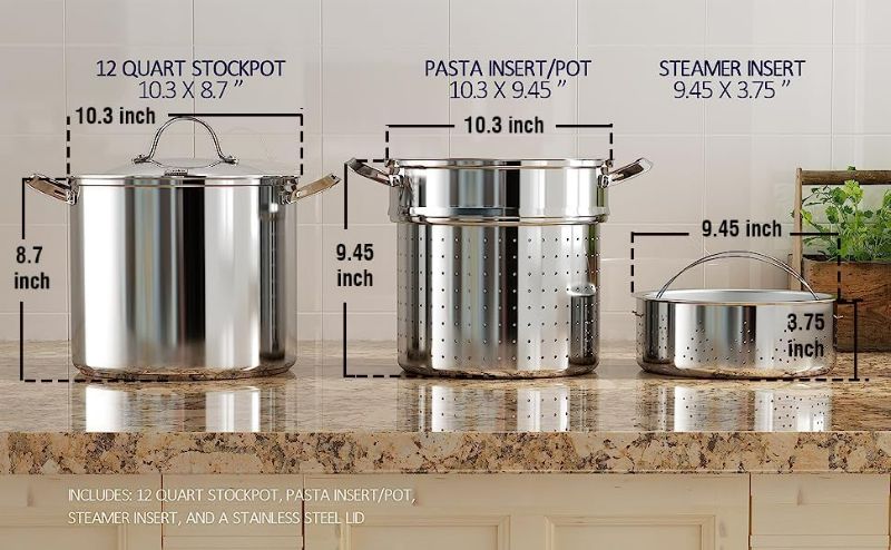 Photo 5 of (READ NOTES) Cooks Standard - 2568 Cooks Standard Classic 4-Piece 12 Quart Pasta Pot Cooker Steamer Multipots, Stainless Steel