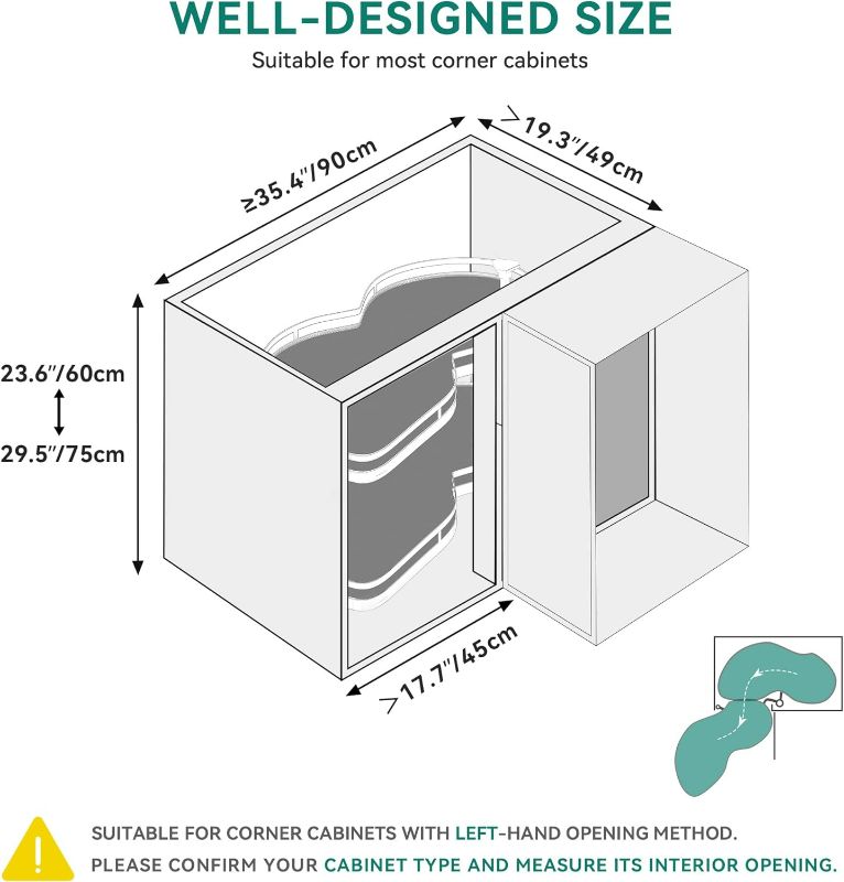 Photo 4 of (READ NOTES) YITAHOME Swing Right Blind Corner Kitchen Cabinet Pull Out Organizer for 36", 