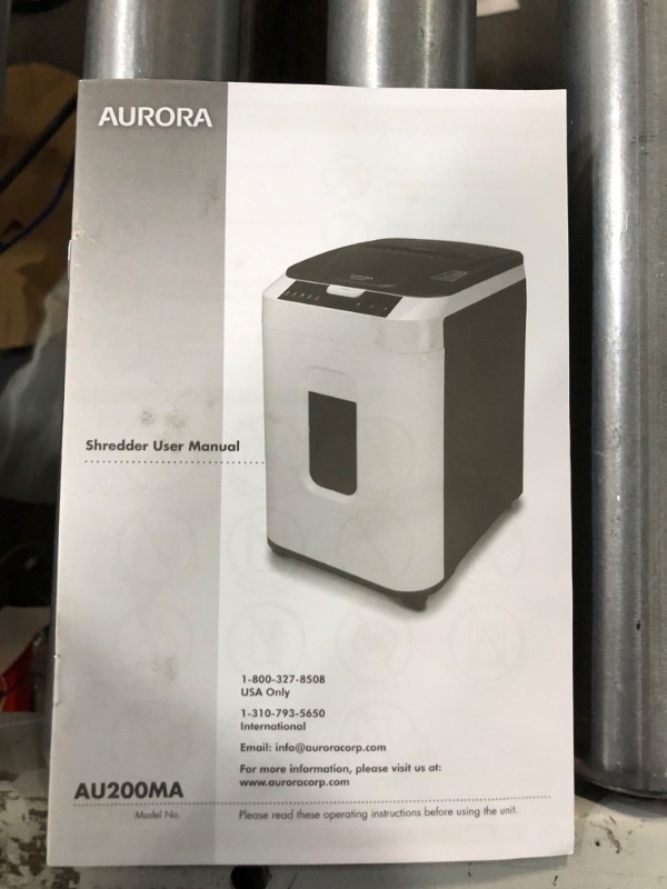 Photo 4 of **PARTS ONLY, DOES NOT WORK**
Aurora Commercial Grade 200-Sheet Auto Feed High Security Micro-Cut Paper Shredder