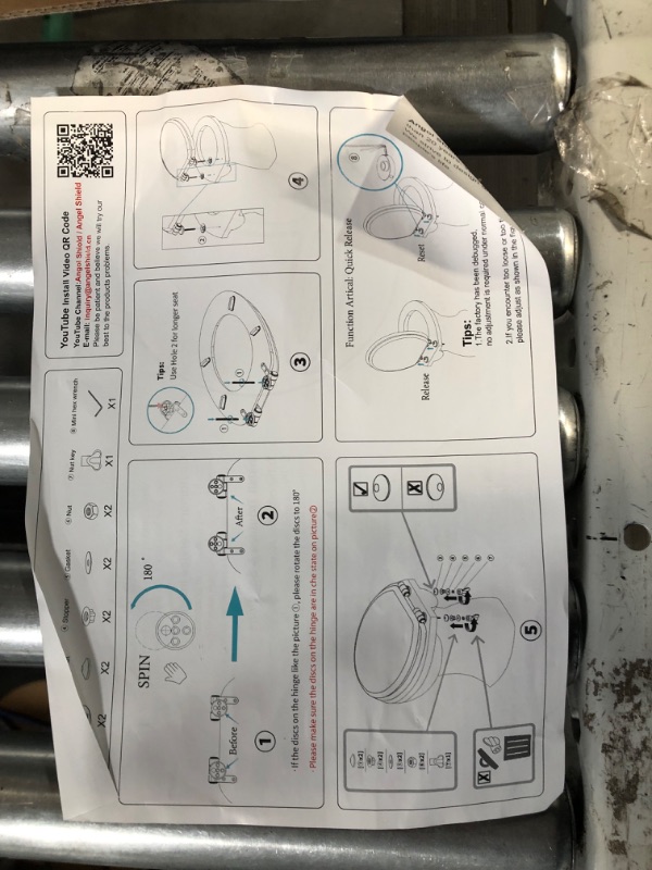 Photo 5 of (READ NOTES) Angel Shield Toilet Seat with Zinc Alloy Hinges Quiet-Close Quick-Release Wood Molded UV Lid 