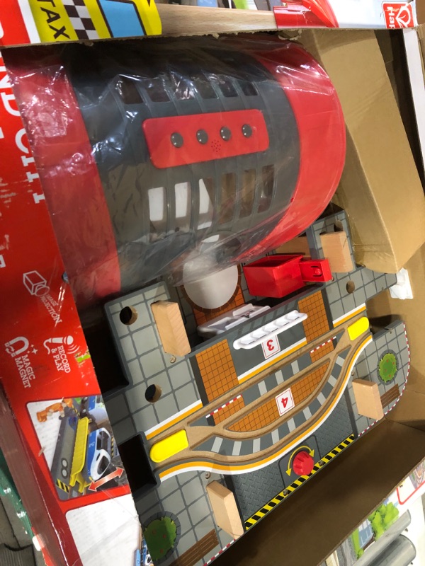 Photo 3 of ***USED - MISSING PARTS - DAMAGED***
Hape Grand City Station with Light and Sound| 49 PCs Wooden Pretend Play Railway Set with Projector and Recorder for Kids