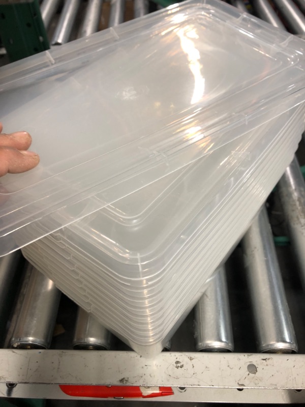 Photo 3 of 24 Packs Plastic Trays for Classroom, Stackable Thick Flat Paper Letter Tray Organizer Bin 