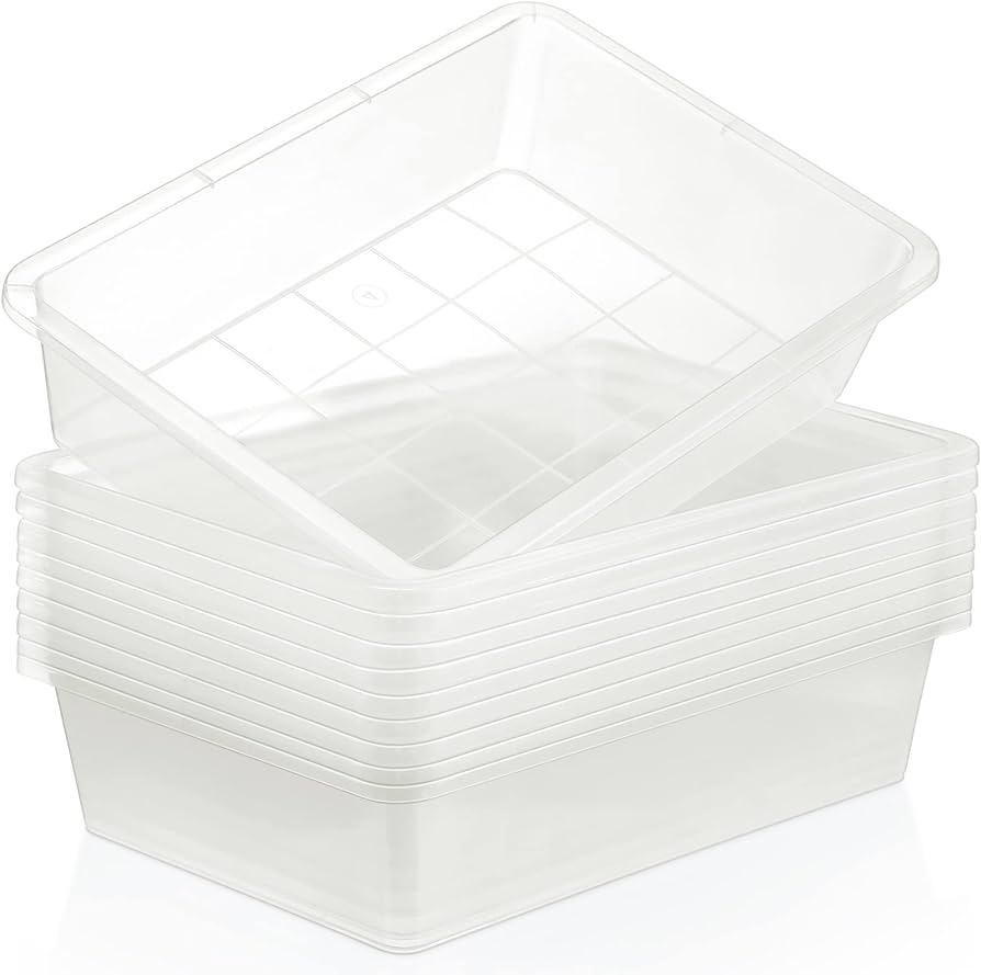 Photo 1 of 24 Packs Plastic Trays for Classroom, Stackable Thick Flat Paper Letter Tray Organizer Bin 