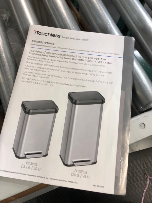 Photo 1 of ***USED AND SCRATCHED***
iTouchless SoftStep EXP 20 Gallon Step Pedal Kitchen Trash Can with AbsorbX Odor Filter, 16 x 14 x 32 inches