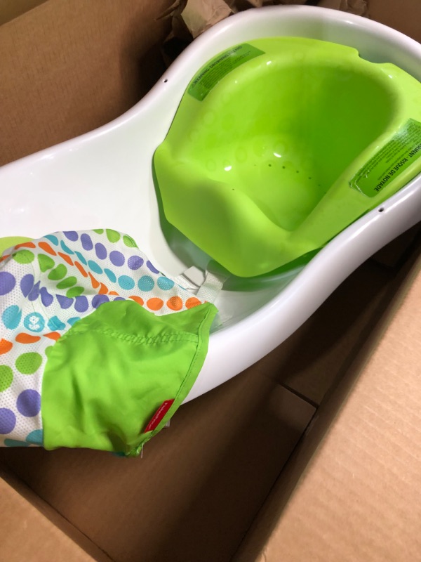 Photo 3 of Fisher-Price 4-in-1 Sling 'n Seat Tub, Green, Convertible Baby to Toddler Bath Tub with Seat