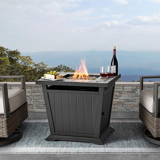 Photo 1 of Member's Mark 30" Square Gas Fire Pit Table with Lid and Dust Cover - Gray