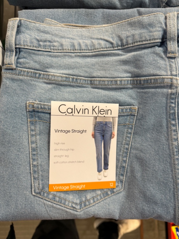 Photo 1 of Calvin Klein Women's Vintage High Rise Soft Stretch Straight Leg Jeans Size 12