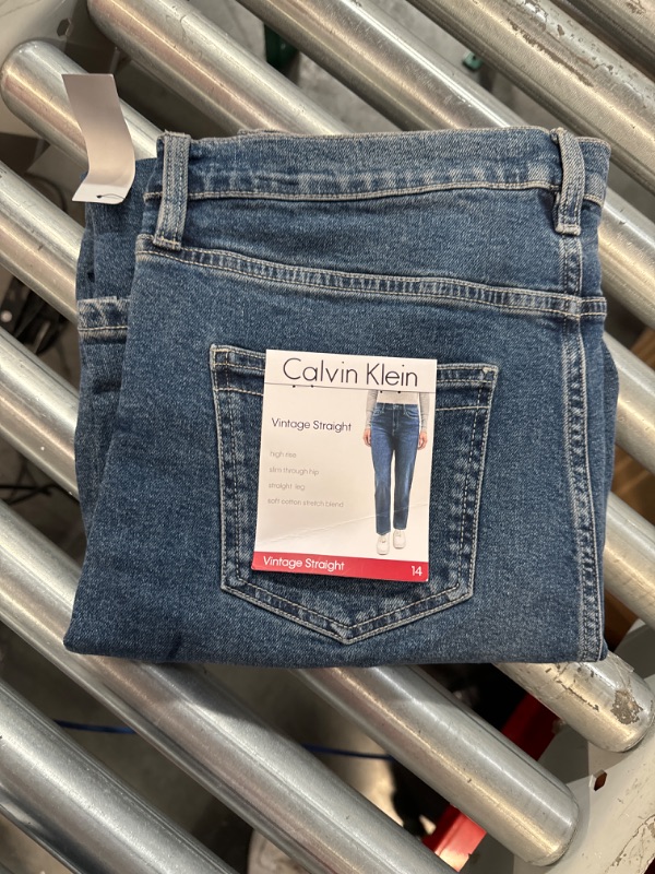 Photo 1 of Calvin Klein Women's Vintage High Rise Soft Stretch Straight Leg Jeans Size 14
