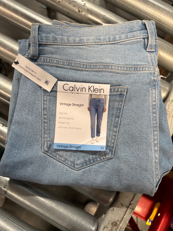 Photo 1 of Calvin Klein Women's Vintage High Rise Soft Stretch Straight Leg Jeans Size 10