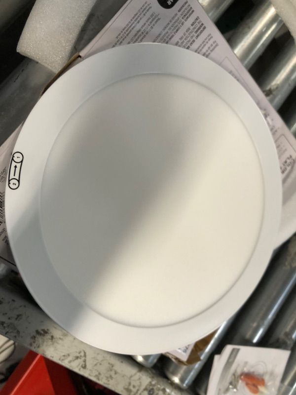 Photo 1 of 11 in. 12.5-Watt Dimmable White Integrated LED Edge-Lit Round Flat Panel Flush Mount Ceiling Light Color Changing