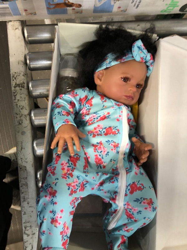 Photo 3 of BABESIDE Lifelike Reborn Black Girl- 18-Inch Realistic Newborn Real Life Baby Dolls with Clothes and Toy Gift for Kids Age 3+1 Multi-color,black