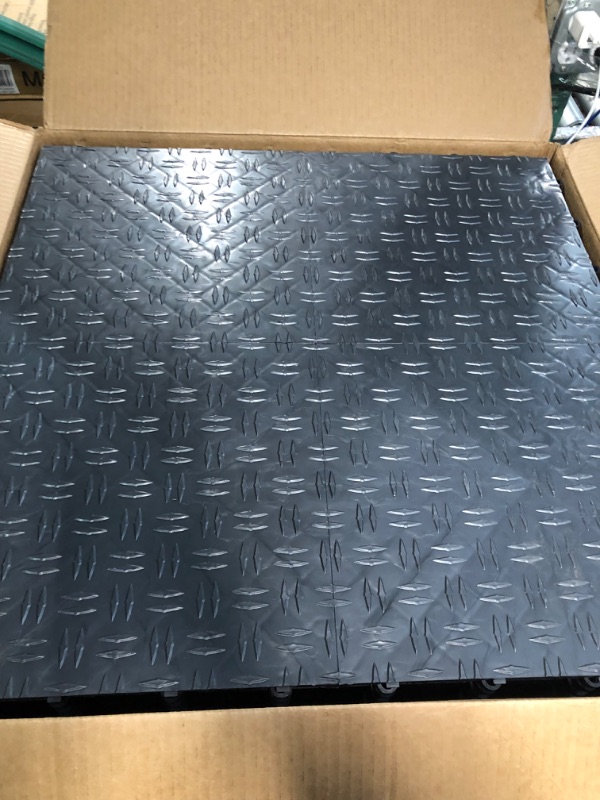 Photo 1 of Big Floors GarageTrac Diamond, Durable Copolymer Interlocking Modular Non-Slip Garage Flooring Tile (48 Pack), Graphite 48 Pack Graphite