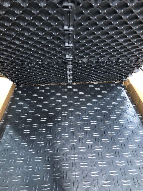Photo 3 of Big Floors GarageTrac Diamond, Durable Copolymer Interlocking Modular Non-Slip Garage Flooring Tile (48 Pack), Graphite 48 Pack Graphite