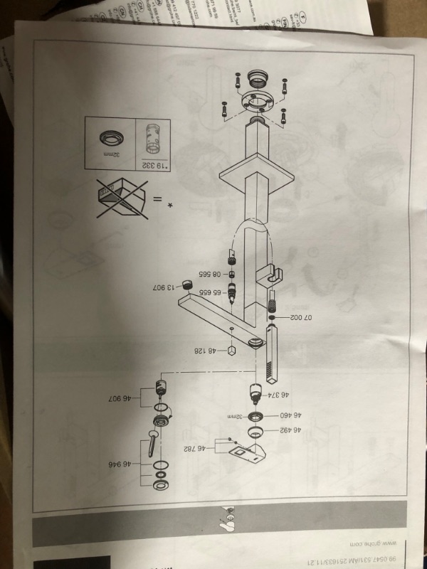 Photo 3 of **MISSING PARTS NON-REFUNDABLE READ NOTES***GROHE 23672001 Eurocube Single-Handle Freestanding Tub Faucet with 1.75 GPM Hand Shower, StarLight Chrome