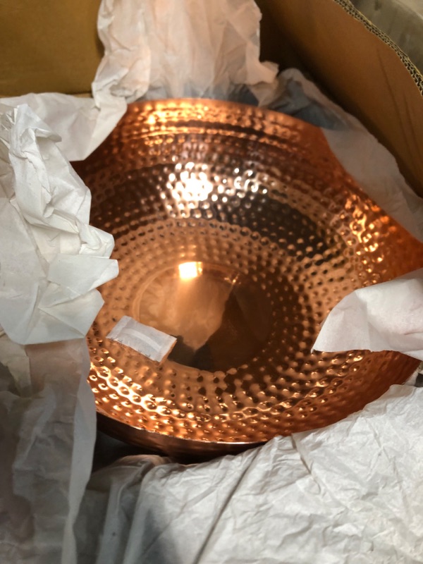 Photo 3 of **RUST ON EDGE** Creative Co-Op Round Hammered Metal Bowl, 14"L x 14"W x 4.5"H, Copper Copper Bowl