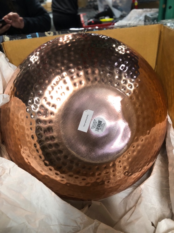 Photo 4 of **RUST ON EDGE** Creative Co-Op Round Hammered Metal Bowl, 14"L x 14"W x 4.5"H, Copper Copper Bowl