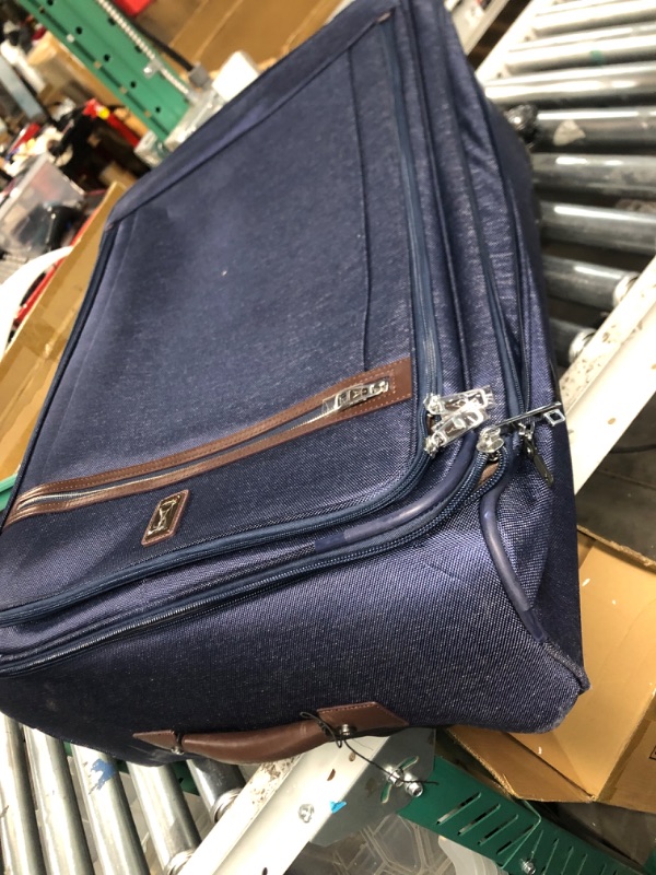 Photo 5 of **MAJOR DAMAGE ON SIDE STILL FUNCTIONABLE**
Travelpro Platinum Elite Softside, TSA Lock,True Navy Blue, Checked Large 29-Inch 