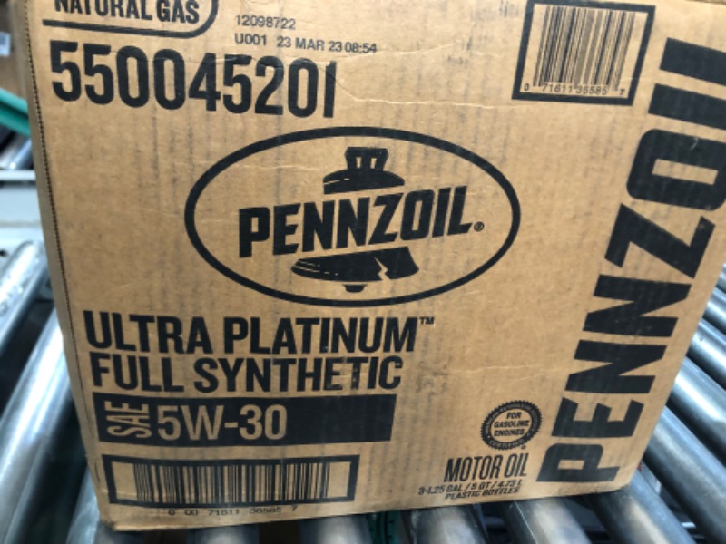 Photo 2 of Pennzoil Ultra Platinum Full Synthetic 5W-30 Motor Oil (5-Quart, Case of 3) 