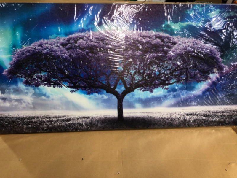 Photo 3 of Canvas Wall Art For Living Room Large Size Farmhouse Wall Decor 20x40inches Purple Tree Painting