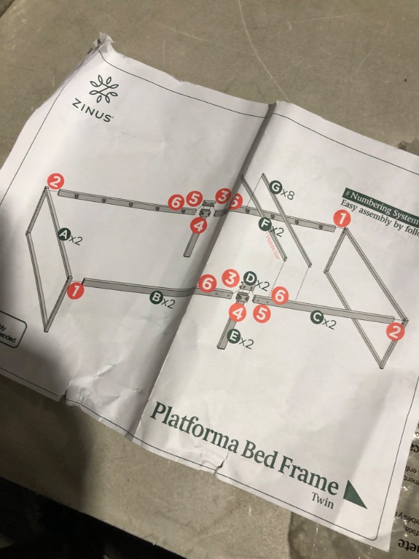 Photo 3 of * incomplete * parts only * 
ZINUS Twin, Black Lorelai 12 Inch Metal Platform Bed Frame / Mattress Foundation with Steel Slat Support, 
