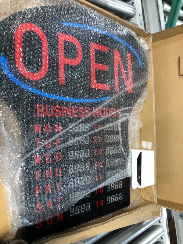 Photo 4 of Kanayu LED Business Open Sign Large Electronic Programmable Store Hours Sign with Instructions, 23.6 x 16.7 x 0.8 inches, Red and Black