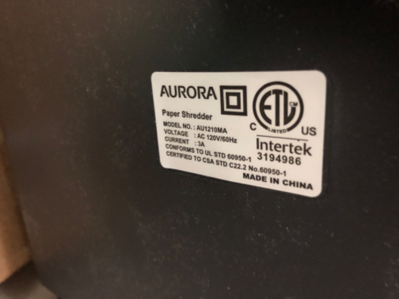 Photo 5 of Aurora AU1210MA Professional Grade High Security 12-Sheet Micro-Cut Shredder