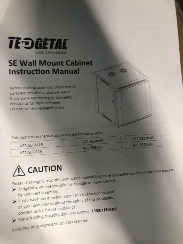 Photo 4 of Tedgetal 9U Wall Mount Server Cabinet Glass Door