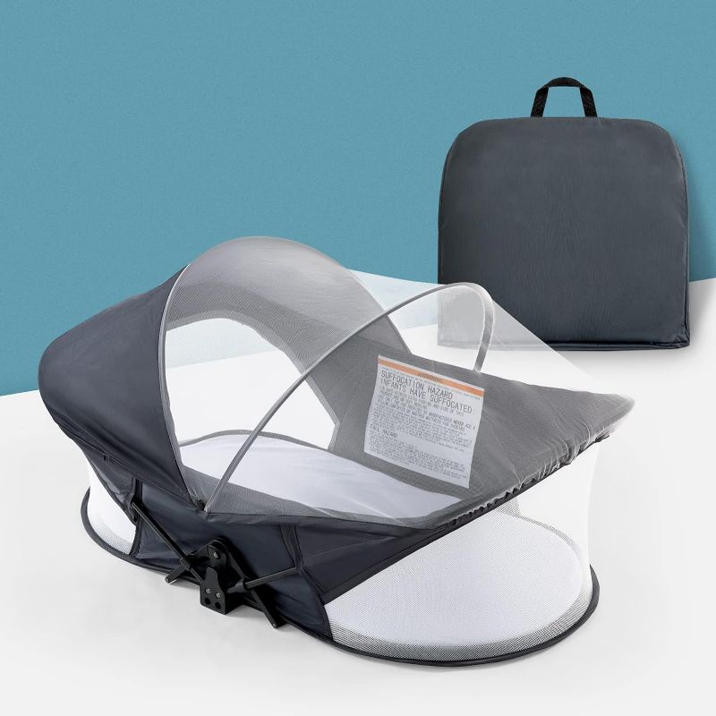 Photo 1 of **STOCK IMAGE IS A REFERENCE ONLY**   Travel Bassinet Portable Bassinet, (Dark Grey)
