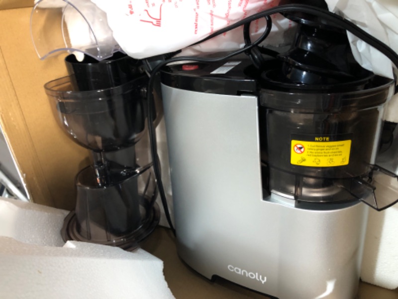 Photo 2 of **NONREFUNDABLE**FOR PARTS OR REPAIR**SEE NOTES**
Masticating Juicer, 300W Professional Slow Juicer with 3.5-inch (88mm) Large  with Brush Silver Feed Chute for Nutrient Fruits and Vegetables, Cold Press Electric Juicer Machines with High Juice Yield, Eas