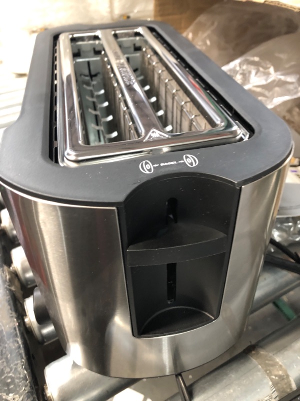 Photo 1 of **BOTTOM LEFT CORNER IS BROKEN**  Elite Gourmet ECT4400B# Long Slot 4 Slice Toaster,  Stainless Steel