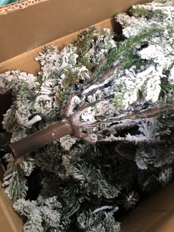 Photo 1 of [ Very Thick & Realistic Feel ] 6 Feet Pre-Lit Snow Flocked Aspen Artificial Christmas Tree, 