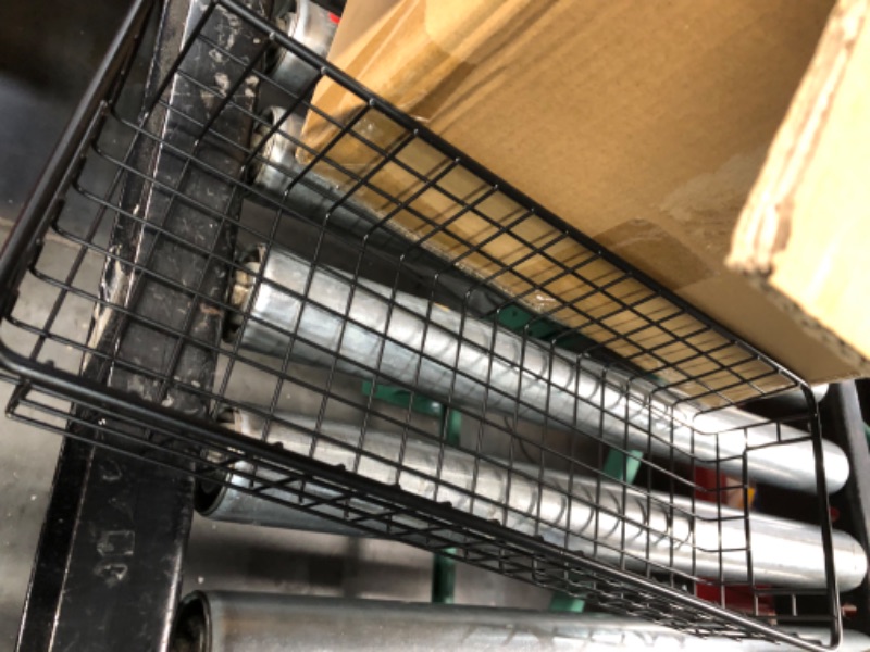Photo 1 of **STOCK IMAGE IS A REFERENCE ONLY**   Metal Storage Basket Tray with Handles Black - PACK OF 2