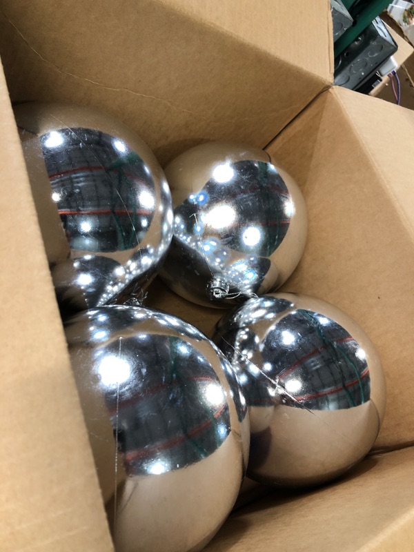 Photo 2 of  4 Pcs Large Outdoor Christmas Ball Plastic  (Silver)