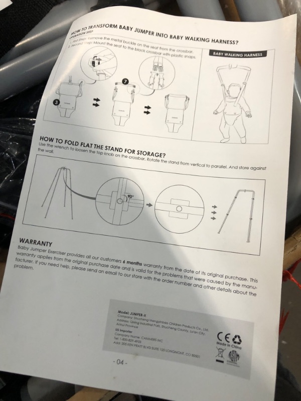 Photo 2 of Cowiewie Baby Jumper with Strong Support Stand, w/Walking Harness Function, Baby Exerciser Quick-Fold and Storage