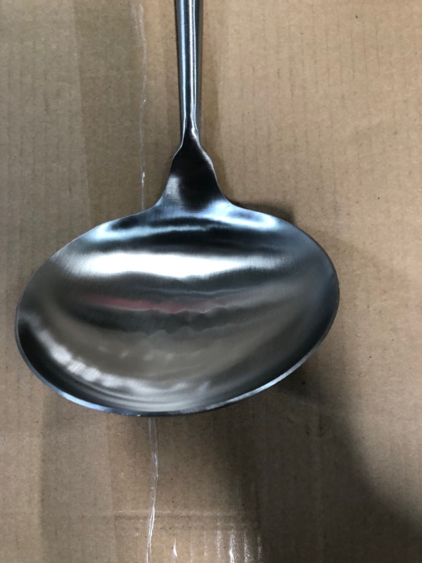 Photo 2 of (STOCK PHOTO ITEM SIMILAR) Ladle ,304 Stainless Steel Cooking Ladle Spoon Wok Tools with Long Wooden Handle Heat Resistant,Silver/14.6Inch