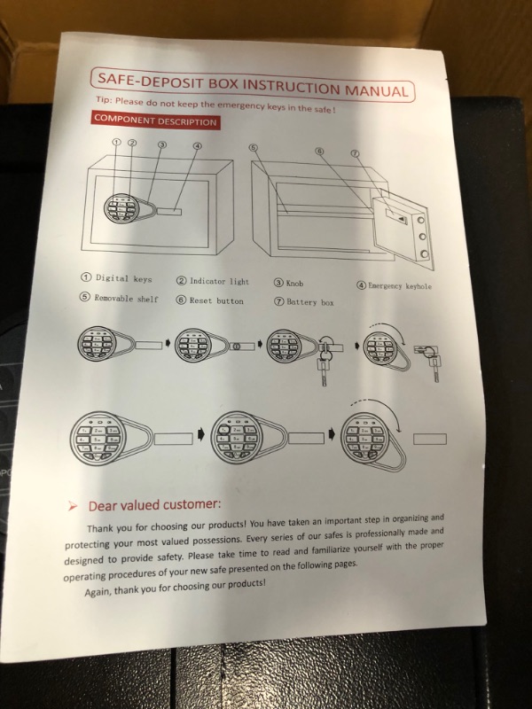 Photo 6 of 0.85 Cubic Home Safe Box Fireproof Waterproof, Fireproof Safe with Fireproof Money Bag, Digital Combination Lock and Removable Shelf, 