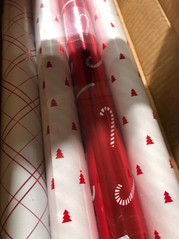 Photo 3 of American Greetings 120 sq. ft. Reversible White and Red Christmas Wrapping Paper Bundle