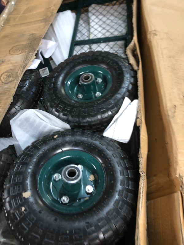 Photo 1 of **NON REFUNDABLE NO RETURNS SOLD AS IS**
**PARTS ONLY**Heavy Duty 600 Lbs Capacity Mesh Steel Garden Cart Folding Utility Wagon with Removable Sides and (4) 10 Inch Wheels (Green) 2024 Model