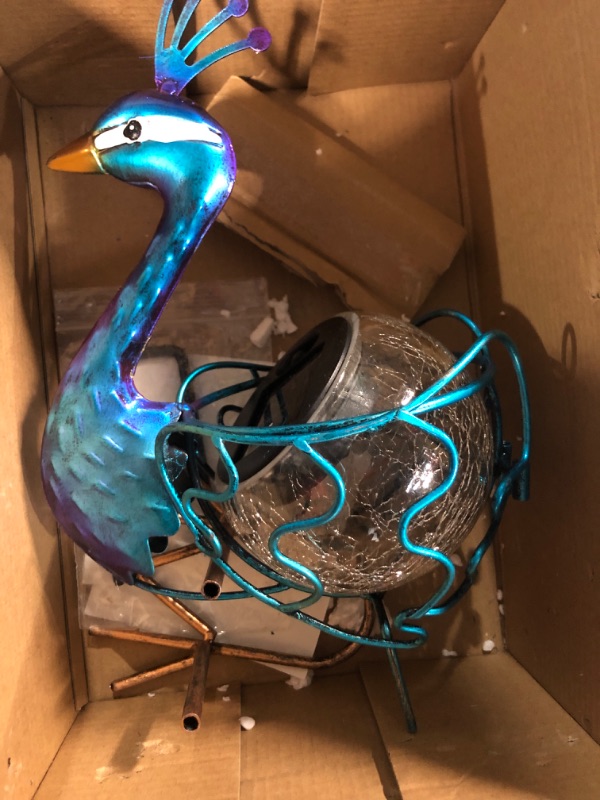 Photo 1 of MISSING PART******HONGLAND Solar Peacock Statue Light, Solar Animal LED Lights Outdoor, Solar Power Figurine Waterproof Metal Peacock Yard