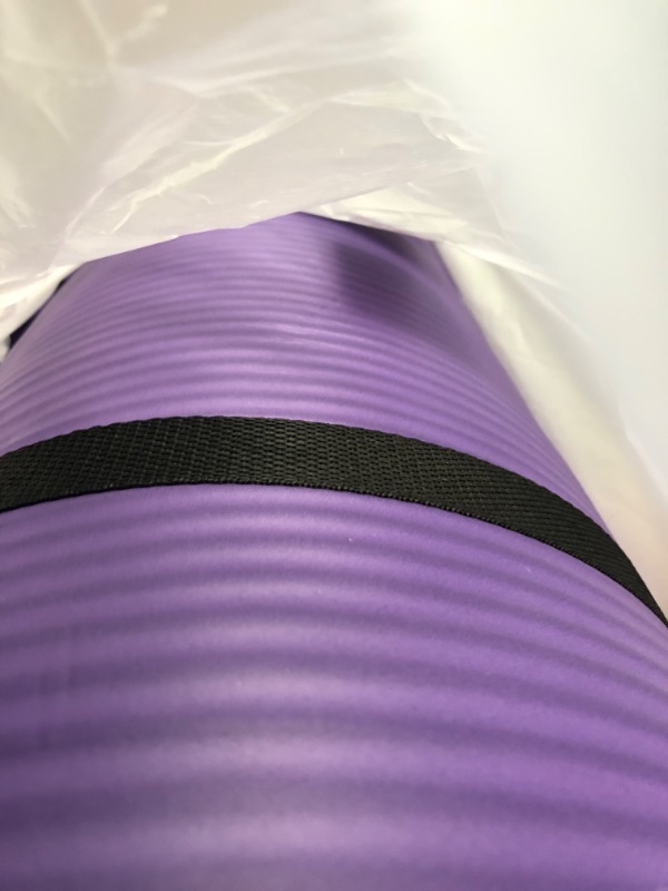 Photo 3 of BalanceFrom All Purpose 1-Inch Extra Thick High Density Anti-Tear Exercise Yoga Mat with Carrying Strap Purple Retail Packaging