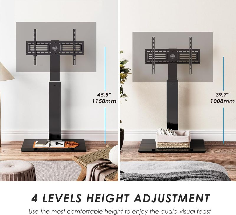 Photo 4 of (READ NOTES) FITUEYES Iron Base Universal Floor TV Stand with Swivel Mount Space Saving for 50-85 Inch TV, 32.7 Pounds