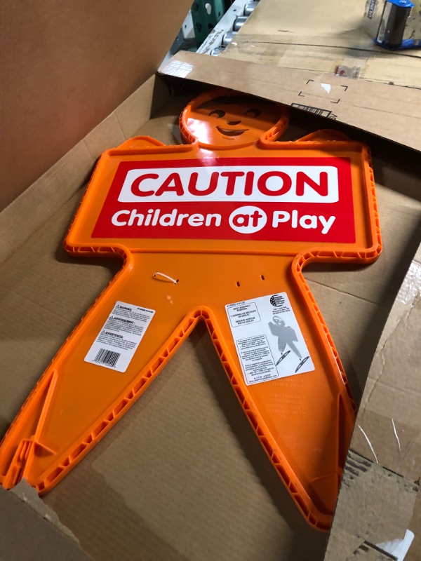 Photo 2 of American Plastic Toys Safety Man Children at Play Caution Sign for Street and Yard