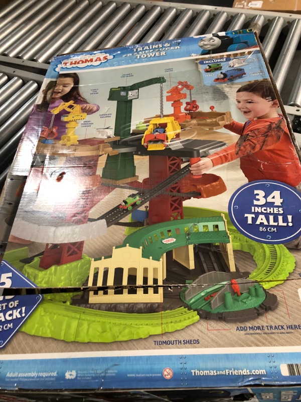 Photo 3 of ***USED - MISSING IMPORTANT PARTS***
Fisher-Price Thomas and Friends Multi-Level Train Set with Thomas and Percy Trains plus Harold and 3 Cranes, Super Tower