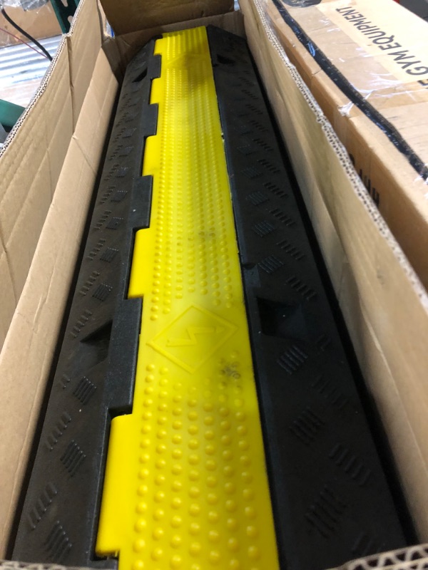 Photo 2 of CXRCY Cable Ramp 3 Pack 2 Channel 11000lbs axle Capacity Floor Cord Cable Protector, Black & Yellow Speed Bumps